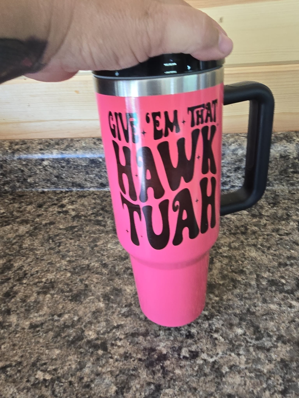 40 oz Pink Tumbler Give'em That Hawk Tuah